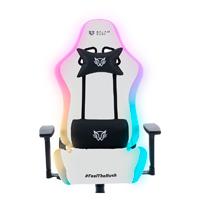 Esta es la imagen de silla gamer balam rush lightning rush v2 / max 150 kg / soporte lumbar y cervical / piston clase 4 / inlcinacion 135° / reposabrazos 3d / iluminacion led / tactopiel / blanco / br-940573