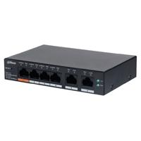 Esta es la imagen de switch/ dahua/ cs4006-4et-60/ poe de 6 ptos administrable/ 4 ptos poe 10/100/ 2 ptos uplink 10/100/1000/ 60 watts totales/ administrable en la nube/ poe hasta 250 metros/ carcasa metalica/ switching