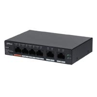 Esta es la imagen de switch/ dahua/ cs4006-4gt-60/ poe de 6 ptos gigabit/ 4 ptos poe 10/100/1000/ 2 ptos uplink 10/100/1000/ 60 watts totales/ administrable en la nube x dolynk care/ poe hasta 250 mts/ carcasa metalica/