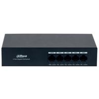 Esta es la imagen de switch/ dahua/ dh-pfs3005-4gt-36 con 4 pto gigabit poe y 1 pto rj45 10/100/1000 mbps. ofrece proteccion contra descargas electricas
