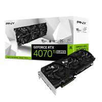 Esta es la imagen de tarjeta de video pny nvidia geforce rtx 4070 ti super led tripl fan oc /16gb gddr6x/pcie x16 4.0/gama alta/gamer