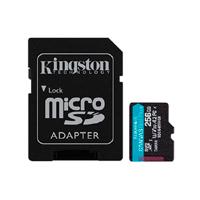 Esta es la imagen de memoria flash micro sd kingston sdxc canvas go plus 256gb 200mb/s uhs-i u3 v30 c/adaptador (sdcg4/256gb)