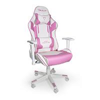 Esta es la imagen de silla ocelot gaming osr-05 / vinipiel / base nylon ajustable / descansabrazos 2d / piston clase 4 / reclinable 90-155 grados / hasta 150kg / cojines lumbar y cervical / color blanco con rosa