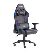 Esta es la imagen de silla ocelot gaming osrgb / vinipiel / rgb / base metalica ajustable / descansabrazos 4d / piston clase 4 / reclinable 90-155 grados / hasta 150kg / cojines lumbar y cervical / color negro