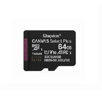 Esta es la imagen de memoria flash micro sd kingston sdxc canvas select plus 64gb 100mb/s uhs-i u1 v10 sin/adaptador (sdcs3/64gbsp)