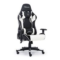 Esta es la imagen de silla ocelot gaming osb-04 / vinipiel / base nylon ajustable / descansabrazos 2d / piston clase 4 / reclinable 90-155 grados / hasta 150kg / cojines lumbar y cervical / color negro con blanco