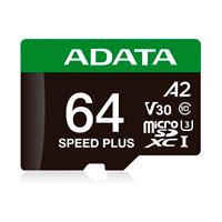 Esta es la imagen de memoria adata microsdxc speed plus 64gb cl10 con adaptador ud64gui3v30a2sp-ra1