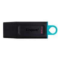 Esta es la imagen de memoria flash usb kingston data traveler exodia 64gb gen 1 3.2 tipo a negro c/anillo azul ocean (dtx/64gb)