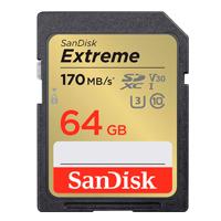 Esta es la imagen de memoria sandisk sdxc 64gb extreme 170mb/s 4k clase 10 u3 v30 sdsdxv2-064g-gncin
