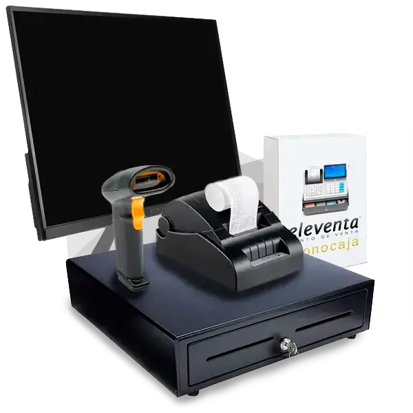 kit con computadora nueva para punto de venta eleventa cajon, lector e impresora