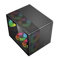 Esta es la imagen de gabinete gamer balam rush tank mini gi930 / mini atx - itx / micro atx - mini itx / panel cristal templado - malla metalica / 3x ventiladores rgb incluidos / paneles removibles / negro / br-936033