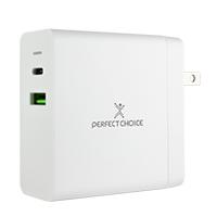 Esta es la imagen de adaptador cargador de corriente de 65w puertos usb-a/usb-c perfect choice - blanco