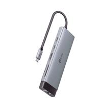 Esta es la imagen de adaptador hub | tp-link | uh9120c | 9 en 1 | 1 puerto usb-c entrada | 1 puerto hdmi 4k | 1 puerto ethernet gigabit | 1 puerto sd | microsd | 1 puerto usb-c | 3 puertos usb-a