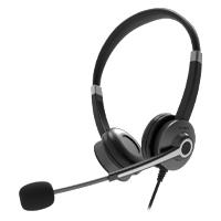 Esta es la imagen de audifonos acteck centric pro hp640 / alambricos / diadema para conferencia / usb / microfono flexible / 4 botones controladores / negro / ac-935319