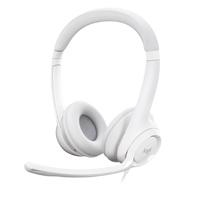 Esta es la imagen de audifonos diadema logitech h390 supresion de ruido control de volumen usb blanco