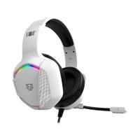 Esta es la imagen de audifonos gamer orphix ii hs699 / alambricos / diadema / aux 3.5 mm - usb / pc - dispositivos moviles -consolas / altavoces 50 mm / iluminacion rgb / microfono omnidireccional / blanco / br-941198