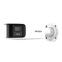 Esta es la imagen de bala ip panoramica 8 megapixeles hikvision ds-2cd2t87g2-plsu/sl(c)  2 lentes 2.8 mm (180°) / imagen a color 24/7 (colorvu) / poe / wdr 130° / ip67 / acusense / luz estroboscópica y alarma audible / 4