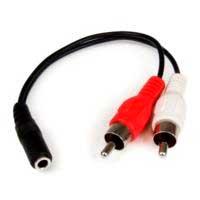 Esta es la imagen de cable adaptador de 15cm de audio estreo mini jack de 3.5mm hembra a 2x rca macho - startech.com mod. mufmrca