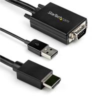 Esta es la imagen de cable adaptador de vga a hdmi de 2m con audio - 1920 x 1080 - convertidor activo vga a hdmi - macho a macho - startech.com mod. vga2hdmm2m