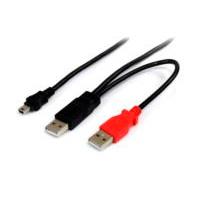 Esta es la imagen de cable de 91cm usb en y para discos duros externos - 2x usb a macho a 1x usb mini b macho - startech.com mod. usb2habmy3
