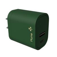Esta es la imagen de cargador de pared hune huron sustentable 2 puertos (usb a + tipo c) carga simultanea (bosque)