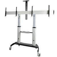Esta es la imagen de carrito para dos tv de 37 a 60 pulgadas - hasta 50kg cada uno - soporte vesa movil para dos tv - con estantes para equipos - soporte con ruedas para tv - soporte rodante startech.com - stndmtvduo