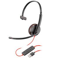 Esta es la imagen de diadema hp poly 8x214a6 blackwire c3210/ alambrica monoaural usb-a usb-c reduccion de ruido con microfono control en el cable color negro con naranja