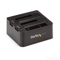 Esta es la imagen de docking station de 2 bahias - sartech.com - usb 3.1 a sata - usb 3.1 (10 gbps) - sata i/ii/iii de 2.5/3.5 - base de acoplamiento ssd/hdd - de intercambio en caliente - carga superior