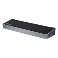 Esta es la imagen de docking station replicador de puertos universal de triple monitor para laptop - triple monitor 2x dp y 1x hdmi - mac y windows - base docking station usb 3.0 - startech.com mod. usb3dockh2dp