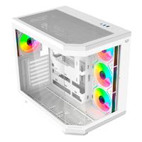 Esta es la imagen de gabinete gamer balam rush tank master 9600tb / media torre / atx - micro atx - itx / paneles removibles cristal templado / 4x ventiladores argb / soporte para enfriamiento / blanco / br-938686
