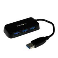 Esta es la imagen de hub usb 3.0 de 4 puertos - adaptador concentrador hub usb 3.0 super speed 4 puertos salidas portatil para laptop computadora - negro - startech.com mod. st4300minu3b