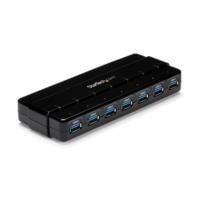 Esta es la imagen de hub usb 3.0 de 7 puertos - concentrador usb 3.0 de 7 puertos - hub de escritorio con adaptador de alimentacin - color negro - startech.com mod. st7300usb3b