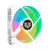 Esta es la imagen de kit de 3 ventiladores gamer balam rush eolox blaze ex70kw / 120 x 25 mm / flujo de aire 30.71 cfm / velocidad 1200 rpm / silencioso 22.1 d b / 3 pines macho y hembra / aura rgb / blanco / br-937979