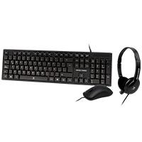 Esta es la imagen de kit teclado / mouse / diadema con microfono integrado alambricos conector usb / 3.5mm perfect choice - negro