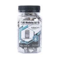 Esta es la imagen de linkedpro by epcom / bote con 100 piezas de plug modular rj45 cat6 blindado con pin de tierra