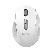 Esta es la imagen de mouse inalambrico ergonmico con textura quaroni 5 scroll/receptor 2.4 ghz/800 - 2400 dpi/ptico/4 niveles/blanco