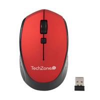 Esta es la imagen de mouse - techzone - tz19mou01-inar - optico - inalambrico - bateria aa - 1600 dpis ergonomico rojo