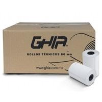 Esta es la imagen de paquete rollo papel termico ghia ctg80n / 80x70 mm /para impresoras de 80mm / reaccion negro / 50 unidades