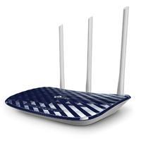 Esta es la imagen de router | tp-link | archer c20w | wisp | ac750 | dual band 2.4ghz a 300mbps y 5ghz a 433mbps | 4 puertos lan 10/100 1 puerto wan 10/100 y 3 antenas fijas omnidireccionales