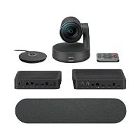 Esta es la imagen de sistema de videoconferencia logitech rally system all in one 4k 30fps zoom 15x hd 1 mic 1 speakers ideal para salas grandes y extra grandes