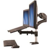 Esta es la imagen de soporte para un monitor - brazo para monitor y base para laptop con ajuste de altura de un toque - con soporte vesa para pantallas de 27 negro - startech.com mod. armunonb
