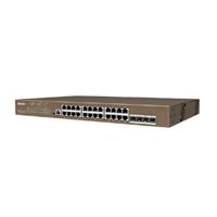 Esta es la imagen de switch tenda g5328p-24-410w ip-com capa 3 28 puertos 24 poe-410 watts 4 puertos sfp 1000 base-x admite abundantes servicios