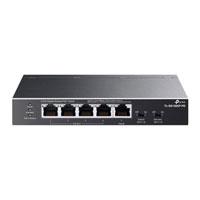 Esta es la imagen de switch tp-link tl-sg1005p-pd omada 5p poe gigabit desktop (1p in poe++  and  4p poe+ out)