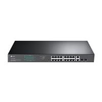 Esta es la imagen de switch |tp-link | tl-sg1218mpe | 16 puertos rj45 gigabit 10/100/1000 mbps poe con 2 puertos rj45 gigabit y 2 ranuras sfp gigabit combo |  administrable | para rack 19 pulgadas