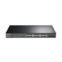 Esta es la imagen de switch tp-link tl-sg3428mp 24 puertos rj45 gigabit 10/100/1000 mbps poe administrable con 4 ranuras sfp 1 rj45 consola y 1 micro-usb consola jetstream para rack 19 pulgadas