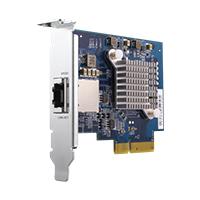Esta es la imagen de tarjeta de expansion qnap qxg-10g1t / single-port 10gbase-t / 10gbe / pcie gen3 x4 / soporte de perfil bajo precargado / soportes planos de perfil bajo y de altura completa incluidos