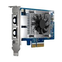 Esta es la imagen de tarjeta de red qnap qxg-10g2t-x710 / velocidades de transmision 10gbps/5gbps/2.5gbps/1gbps/100mbps / puertos ethernet rj45(2) / pcie 3.0(4) / compatible con windows 8 y 10