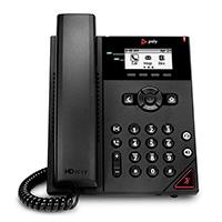 Esta es la imagen de telefono ip hp poly 911n0aaac3 vvx 150/ 2 linea pantalla lcd 2.5 pulgadas 4 teclas programables poe 2 puertos 10/100 altavoz color negro no incluye fuente poder