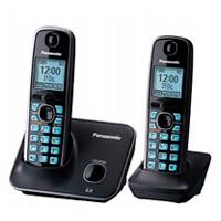 Esta es la imagen de telefono panasonic kx-tg4112me inalambrico base handset pantalla lcd 1.8 color azul teclado iluminado altavoz 50 numero en directorio bloqueo de llamadas no deseadas negro