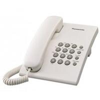 Esta es la imagen de telefono panasonic kx-ts500mew alambrico basico unilinea sin memorias control de volumen 4 niveles remarcacion ultimo numero blanco